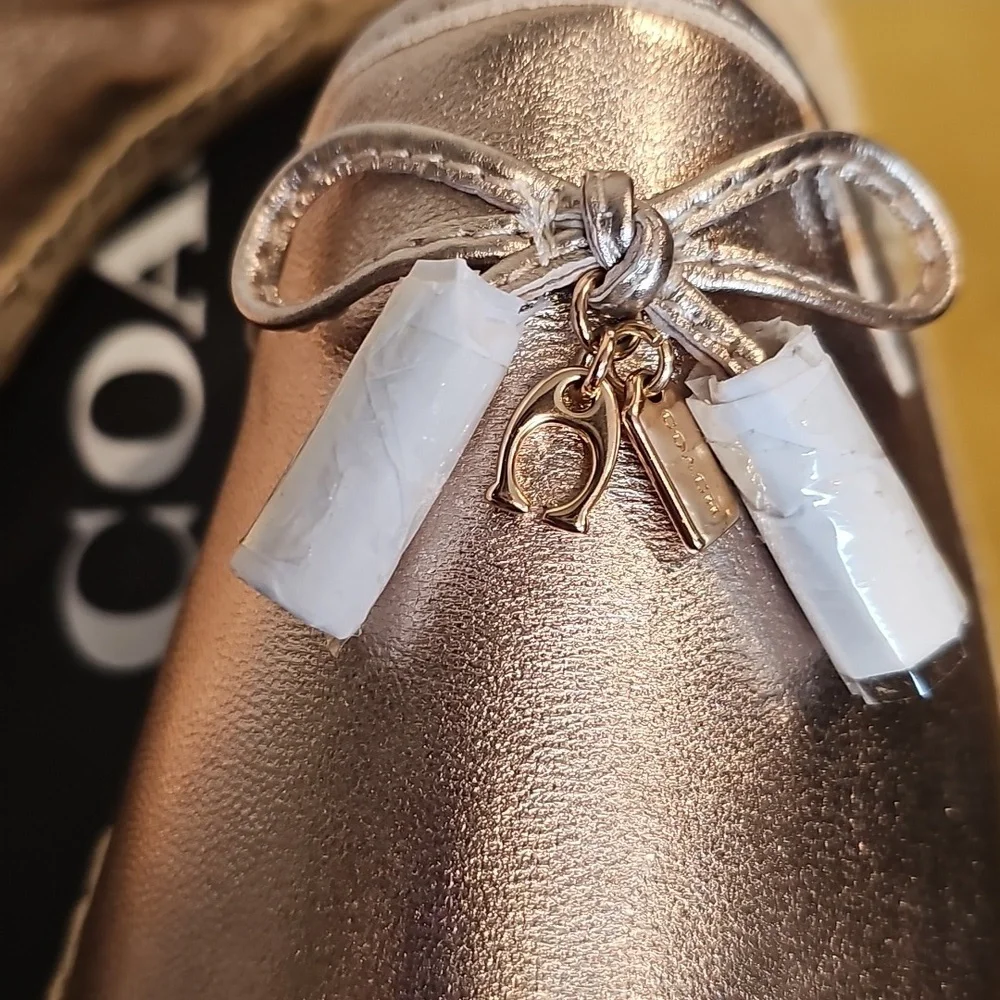 Coach Cassidy Metallic Champagne Esparadilles Sz 8 NIB MSRP $178